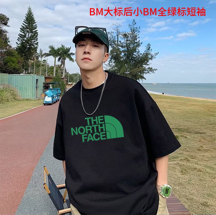 BM大标后小BM全绿标短袖THE NORTH FACE北面限定绿标新款短袖纯棉T恤男女同款宽松夏季高品质休闲百搭潮流时尚上衣颜色：白色 黑色尺码：M-4xl