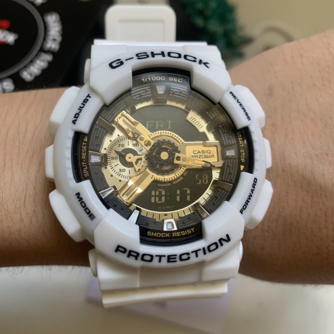 卡西欧  ga-110白黑黄金大实拍图片